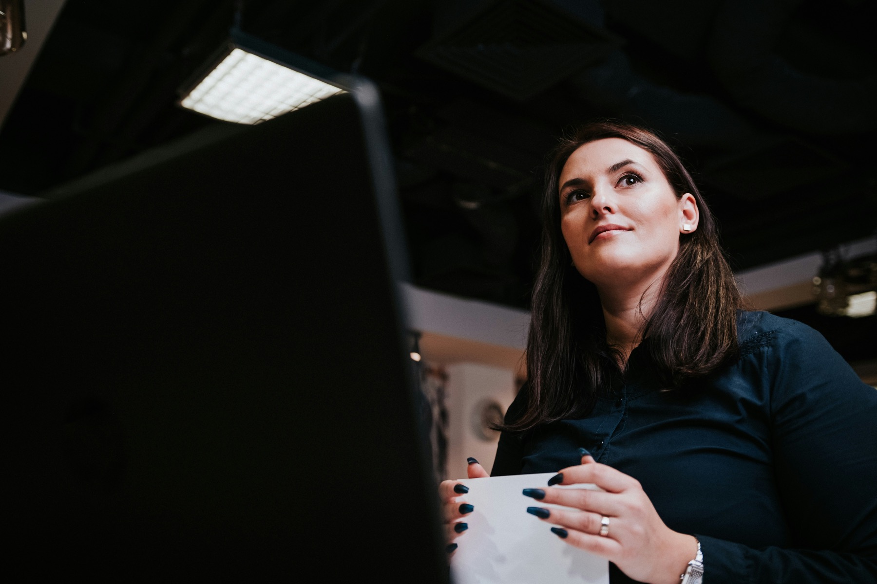 Creative marketing team member working on content
